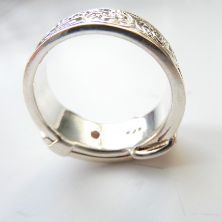 Photo of Sterling Silver Opal Ruby Buckle Band Ring Size 7