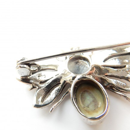 Photo of Sterling Silver Opal Ruby Bug Insect Brooch Pin October Birthstone