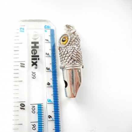 Photo of Sterling Silver Owl Whistle Pendant Charm Dog Training Whistle