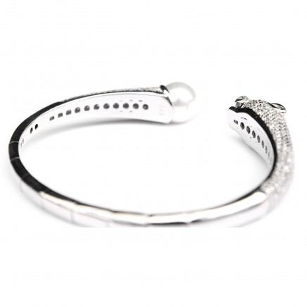 Photo of Sterling Silver Panther Cat Torque Bangle Bracelet
