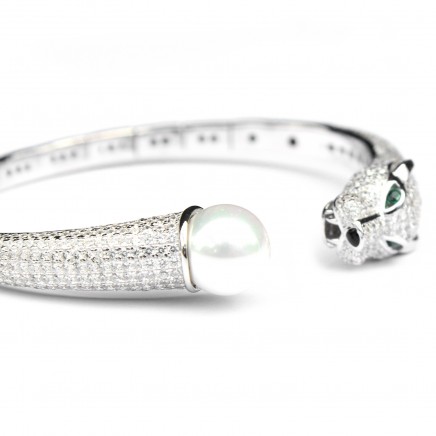 Photo of Sterling Silver Panther Cat Torque Bangle Bracelet