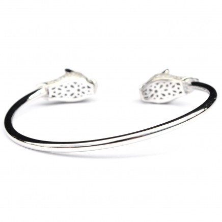 Photo of Sterling Silver Panthere Cat Torque Bangle Bracelet