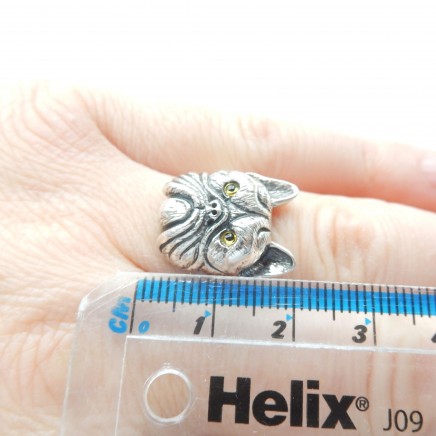 Photo of Sterling Silver Pug Dog Ring Size 8