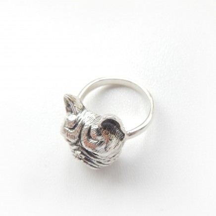 Photo of Sterling Silver Pug Dog Ring Size 8