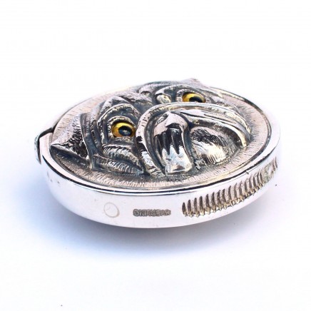 Photo of Sterling Silver Pug Dog Vesta Match Safe Snuff Box