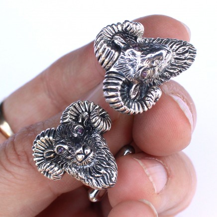 Photo of Sterling Silver Ram Head Aries Cufflinks