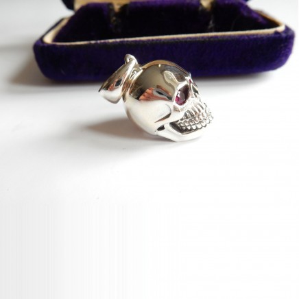 Photo of Sterling Silver Real Ruby Skull Pendant
