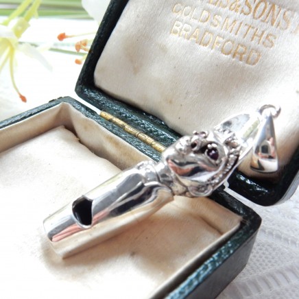 Photo of Sterling Silver Ruby Horse Racing Jockey Whistle Pendant Charm