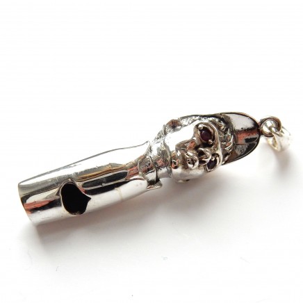 Photo of Sterling Silver Ruby Horse Racing Jockey Whistle Pendant Charm