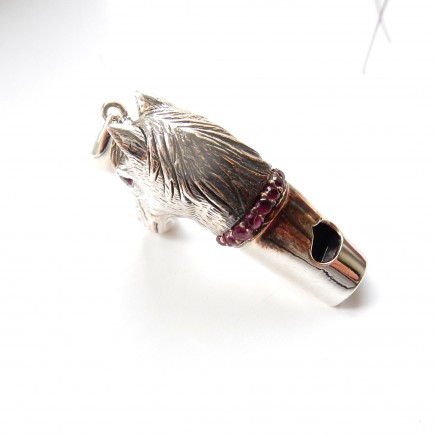 Photo of Sterling Silver Ruby Horse Whistle Pendant Charm Dog Training Whistle
