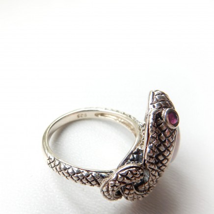 Photo of Sterling Silver Ruby Opal Snake Serpent Ring US Size 7 3/4