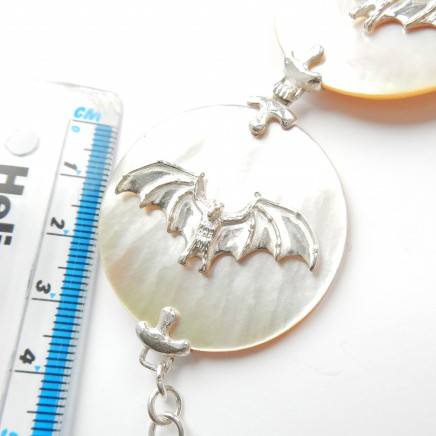 Photo of Sterling Silver Shell Panel Fruit Bat Link Bracelet