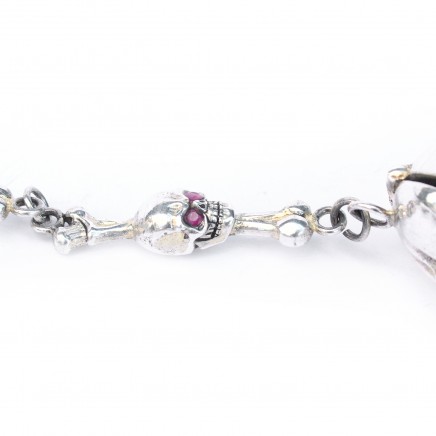 Photo of Sterling Silver Skull Albert Chain with Ruby Eyes