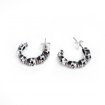 Photo of Sterling Silver Skull Hoop Earrings