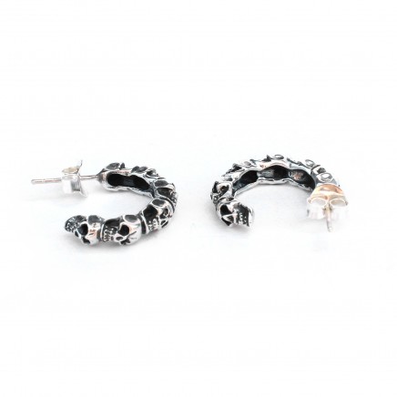 Photo of Sterling Silver Skull Hoop Earrings