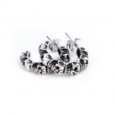 Photo of Sterling Silver Skull Hoop Earrings