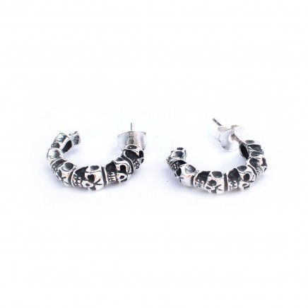 Photo of Sterling Silver Skull Hoop Earrings