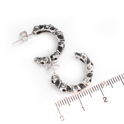 Photo of Sterling Silver Skull Hoop Earrings