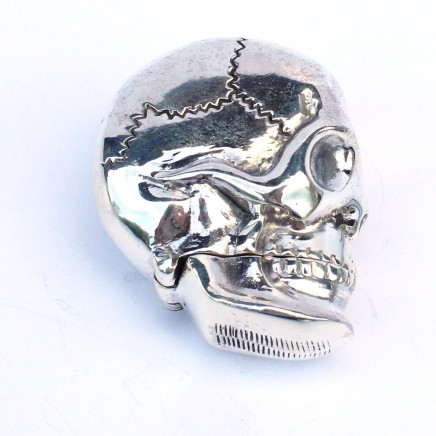 Photo of Sterling Silver Skull Vesta Match Safe Snuff Box
