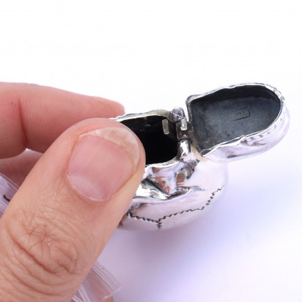 Photo of Sterling Silver Skull Vesta Match Safe Snuff Box