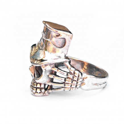 Photo of Sterling Silver Skull wearing Top Hat Ring
