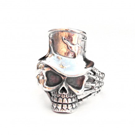 Photo of Sterling Silver Skull wearing Top Hat Ring