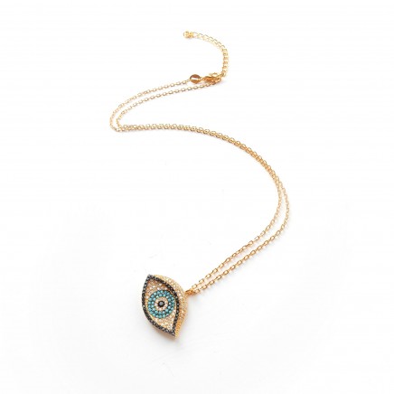 Photo of Sterling Silver Turquoise Vermeil Evil Eye Pendant Necklace