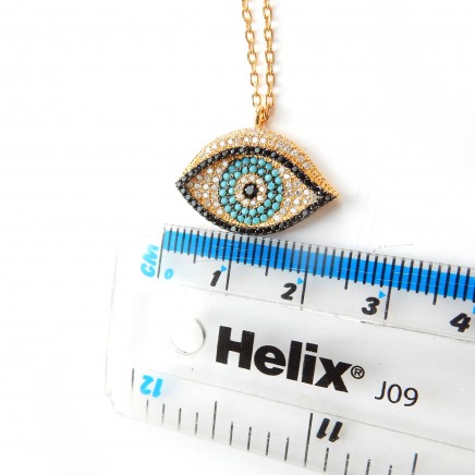 Photo of Sterling Silver Turquoise Vermeil Evil Eye Pendant Necklace