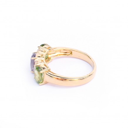 Photo of Sterling Silver Vermeil Amethyst Peridot Trilogy Ring