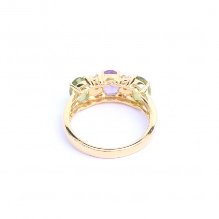 Photo of Sterling Silver Vermeil Amethyst Peridot Trilogy Ring