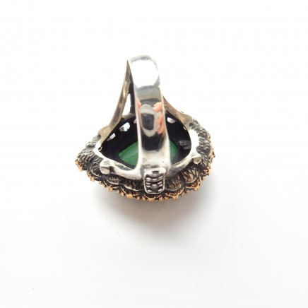Photo of Sterling Silver Vermeil Emerald Green Chalcedony Ring