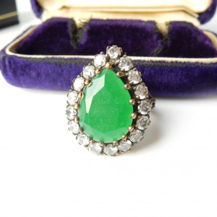 Photo of Sterling Silver Vermeil Emerald Green Chalcedony Ring