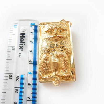 Photo of Sterling Silver Vermeil Gold Cat Vesta Match Safe Snuff Box