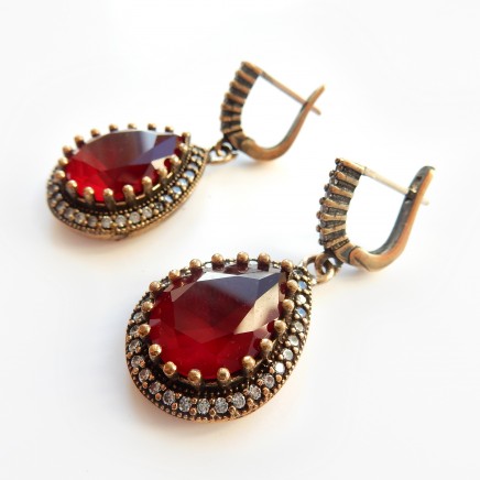 Photo of Vermeil Gold Red Chalcedony Earrings Sterling Silver
