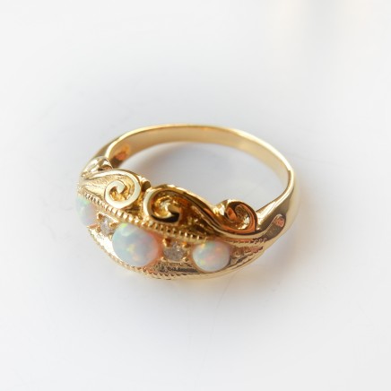 Photo of Vermeil Opal Diamond Ring Sterling Silver