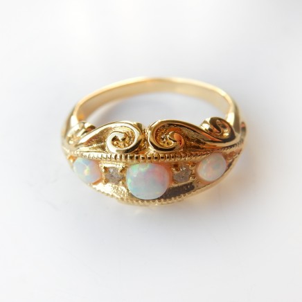 Photo of Vermeil Opal Diamond Ring Sterling Silver