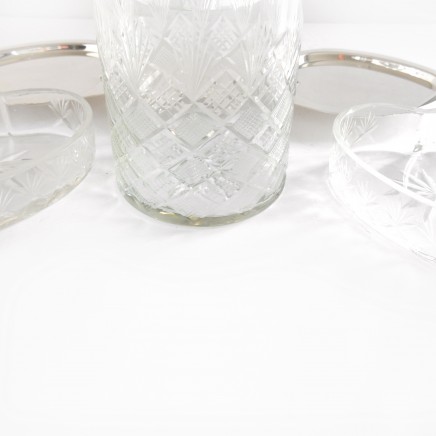 Photo of Victorian Silverplated Glass Heart Cruet Jam Set
