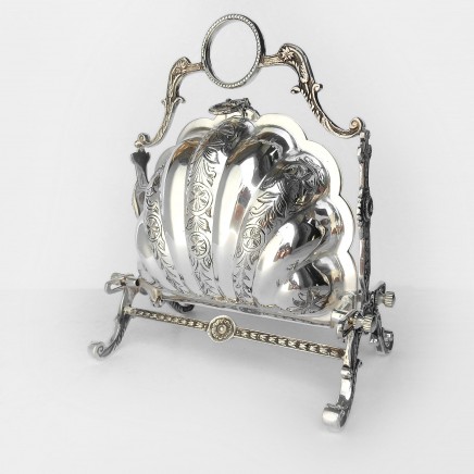 Photo of Victorian Silverplated Scallop Shell Biscuit Box