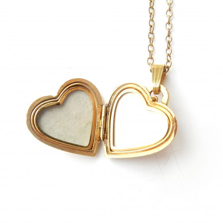Photo of Vintage 14 Carat Rolled Gold Heart Locket Necklace Keepsake Photo Locket K L