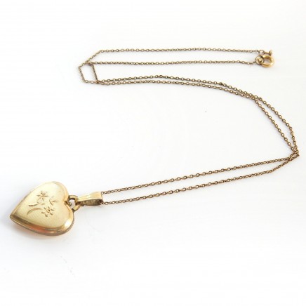 Photo of Vintage 14ct Rolled Gold Heart Locket Necklace Vintage German K L Jewelery