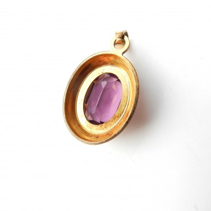 Photo of Vintage 1950s Rolled Gold Purple Pendant Signed A&D
