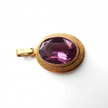 Photo of Vintage 1950s Rolled Gold Purple Pendant Signed A&D