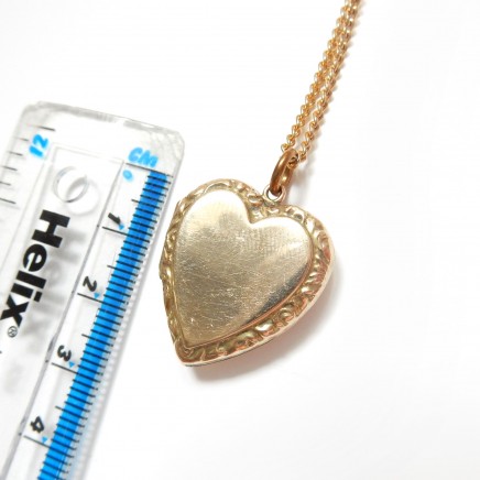 Photo of Vintage 9k Gold Back Front Heart Locket Necklace Photo Locket