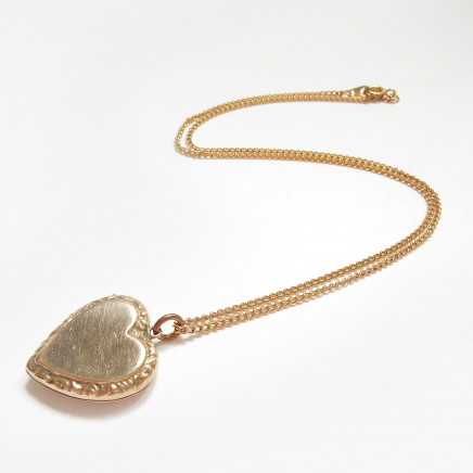 Photo of Vintage 9k Gold Back Front Heart Locket Necklace Photo Locket