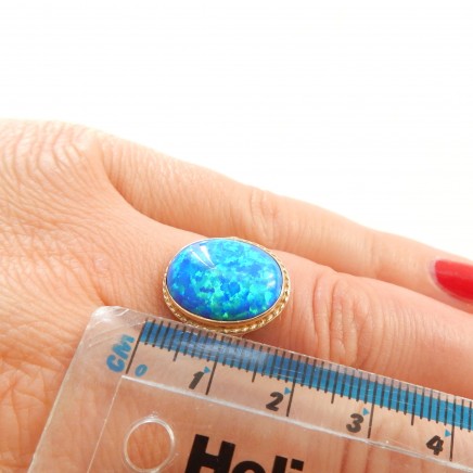 Photo of Vintage 9k Gold Opal Ring Size 6 1/4 October Birthstone
