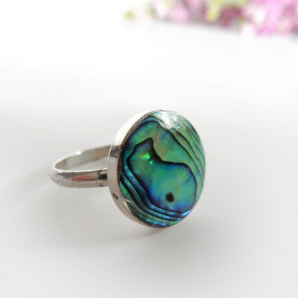 Photo of Vintage Abalone Shell Circle Ring Sterling Silver US Size 6