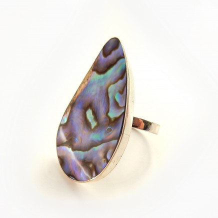 Photo of Vintage Abalone Shell Dress Ring Solid Silver Fine Jewelery