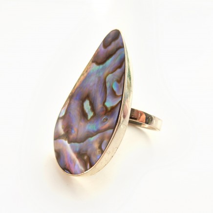 Photo of Vintage Abalone Shell Dress Ring Solid Silver Fine Jewelery