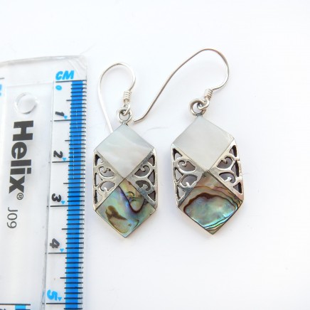 Photo of Vintage Abalone Shell Earrings Solid Silver