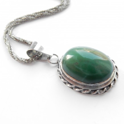 Photo of Vintage Agate Pendant Necklace Solid Silver